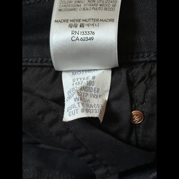 Mother Jeans 26 Womens Black Insider Crop Step Fray Side Stripe Denim Stretch - Picture 10 of 12